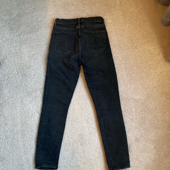 AGOLDE Nico High Rise Slim Fit Jeans Virtue in Dark wash Gray black Button Fly - Picture 11 of 13